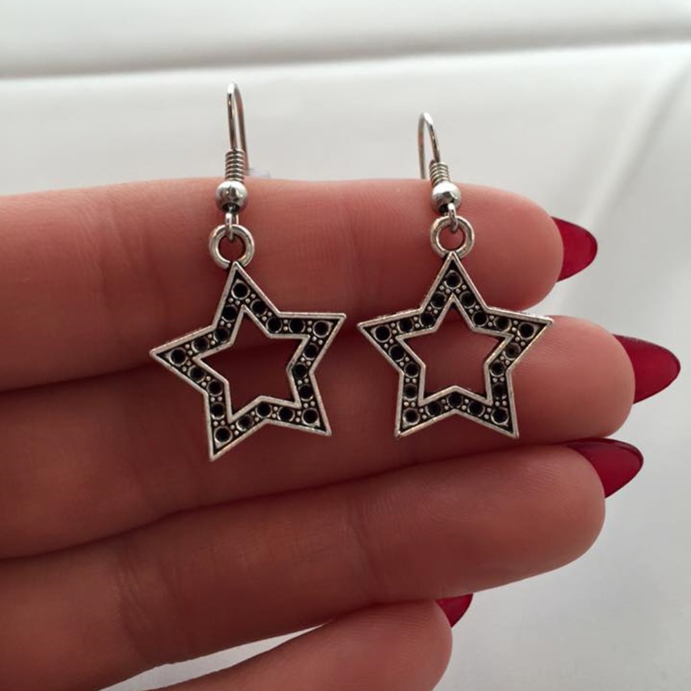 Silver Super Star Earrings Hypoallergenic Hooks!